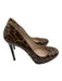 Prada Shoe Size 36.5 Brown & Beige Patent Cheetah Round Toe Stiletto Pumps Brown & Beige / 36.5