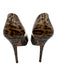 Prada Shoe Size 36.5 Brown & Beige Patent Cheetah Round Toe Stiletto Pumps Brown & Beige / 36.5