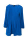 Maje Size 1 Cobalt Blue Polyester Boat Neck Long Sleeve Pleated Dress Cobalt Blue / 1