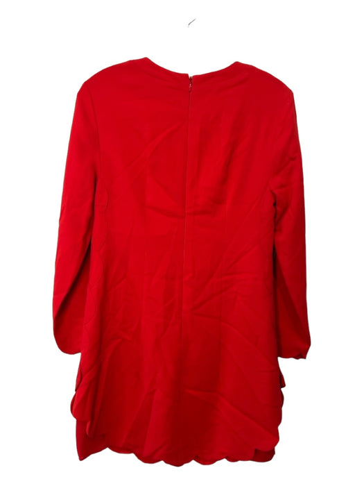 A.L.C. Size 4 Red Viscose Blend Round Neck Long Sleeve Scalloped Hem Dress Red / 4