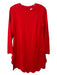 A.L.C. Size 4 Red Viscose Blend Round Neck Long Sleeve Scalloped Hem Dress Red / 4