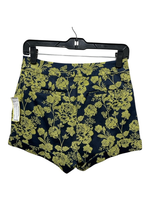 Cinq a Sept Size 2 Navy blue & green Poly Satin Jacquard Shorts Navy blue & green / 2