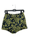 Cinq a Sept Size 2 Navy blue & green Poly Satin Jacquard Shorts Navy blue & green / 2