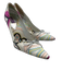 Emilio Pucci Shoe Size 37.5 White, Pink & Multi Satin Abstract Print Pumps White, Pink & Multi / 37.5