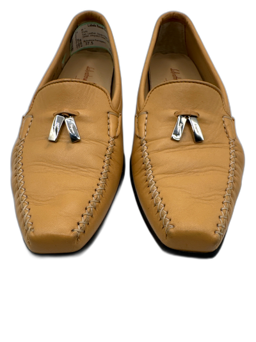Salvatore Ferragamo Shoe Size 37.5 Tan Leather Square Point Toe Loafer Flats Tan / 37.5