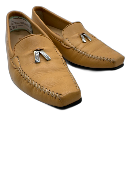 Salvatore Ferragamo Shoe Size 37.5 Tan Leather Square Point Toe Loafer Flats Tan / 37.5
