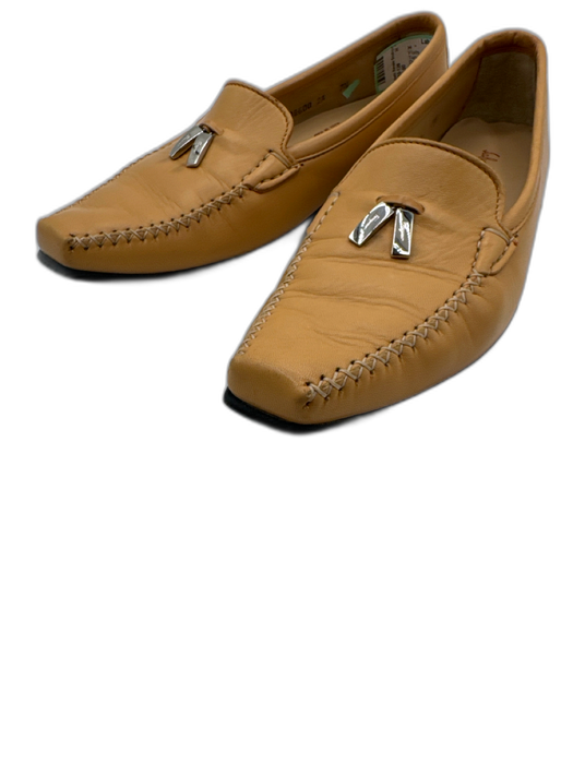 Salvatore Ferragamo Shoe Size 37.5 Tan Leather Square Point Toe Loafer Flats Tan / 37.5