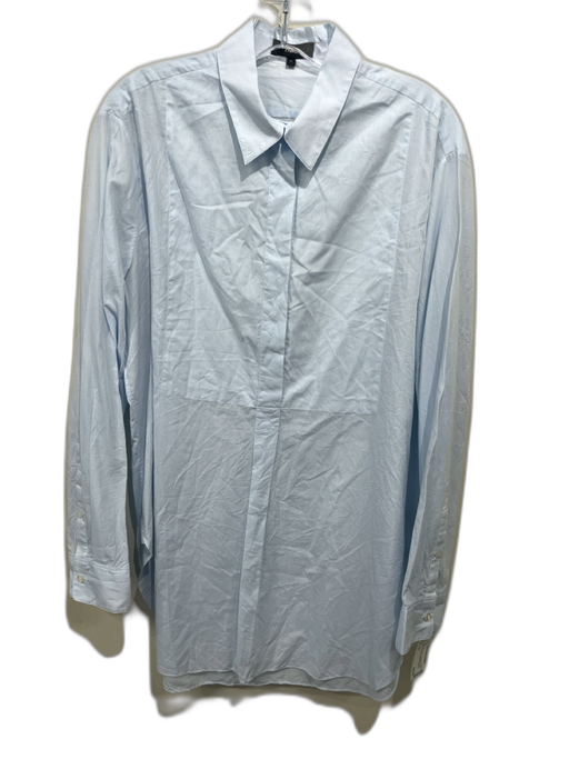 Theory Size M Baby Blue Cotton Long Sleeve 1/2 Button Collar High Back Top Baby Blue / M