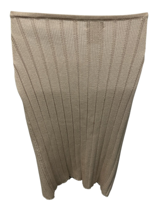 Chanel Size 42 Beige & Red Cotton Knit Ribbed Rhinestones Knee length Skirt Beige & Red / 42