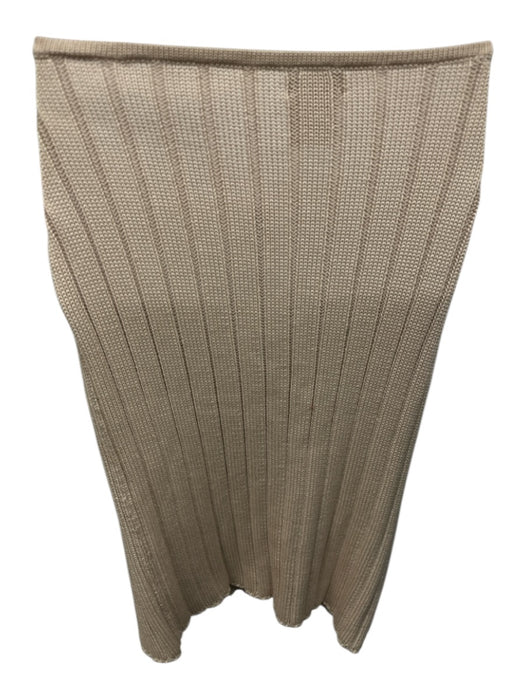 Chanel Size 42 Beige & Red Cotton Knit Ribbed Rhinestones Knee length Skirt Beige & Red / 42