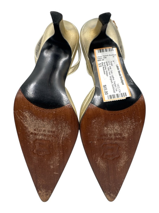 Stuart Weitzman Shoe Size 5.5 Gold Leather Pointed Toe Metallic Slingback Pumps Gold / 5.5