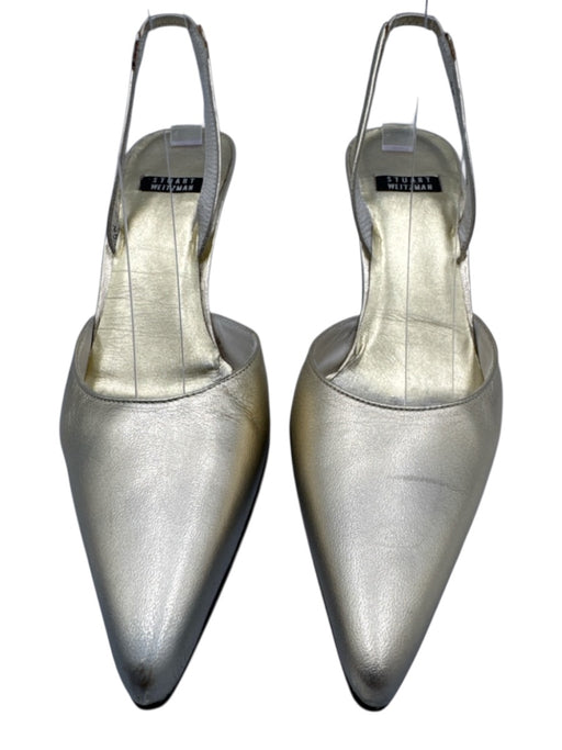 Stuart Weitzman Shoe Size 5.5 Gold Leather Pointed Toe Metallic Slingback Pumps Gold / 5.5