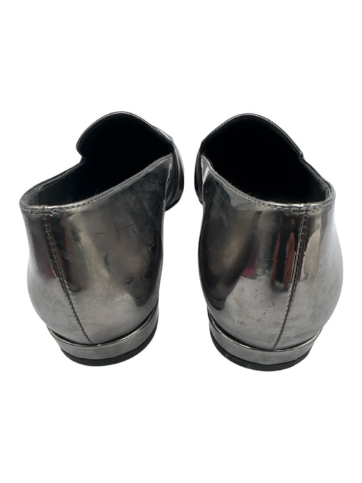 Stuart Weitzman Shoe Size 8 Metallic Silver Leather Upper Patent Loafers Metallic Silver / 8