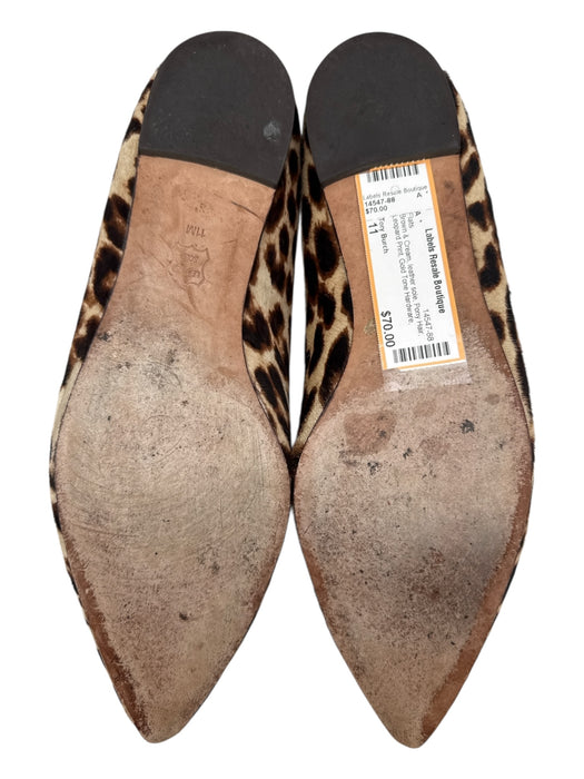Tory Burch Shoe Size 11 Brown & Cream leather sole Pony Hair Leopard Print Flats Brown & Cream / 11