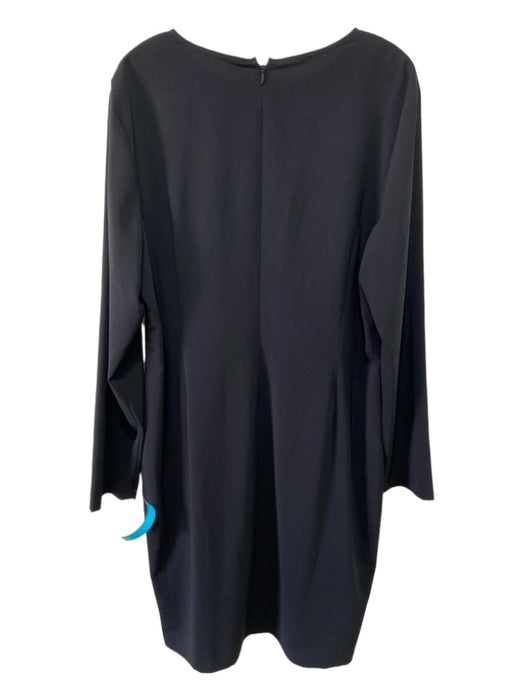 St John Size 16 Black Polyester & Spandex Long Sleeve Side ruffle A Line Dress Black / 16