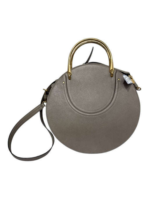 Chloe Gray Suede Leather Gold Hardware Circle Crossbody Bag Gray / M/L