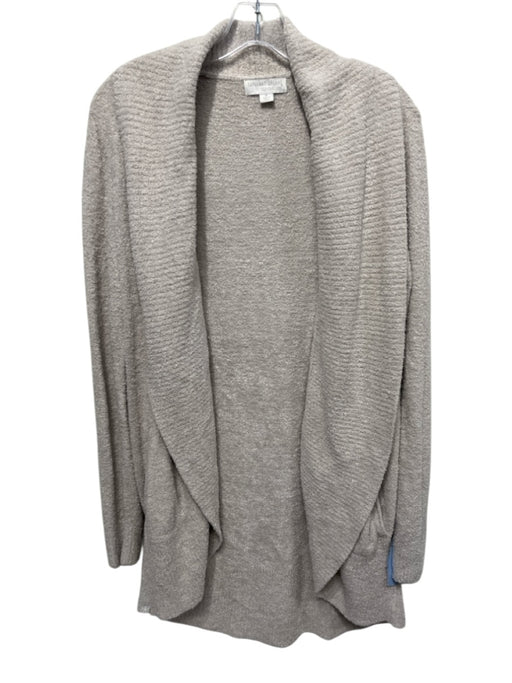 Barefoot Dreams Size Medium Beige Nylon Blend Fuzzy Open Front Pockets Cardigan Beige / Medium