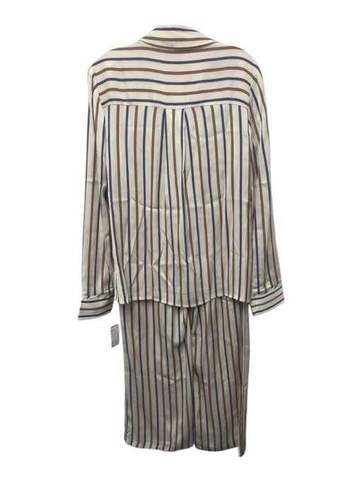 Veronica Beard Size 6 White, Beige, Navy Viscose Stripe Zip Fly Pants Set White, Beige, Navy / 6