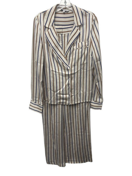 Veronica Beard Size 6 White, Beige, Navy Viscose Stripe Zip Fly Pants Set White, Beige, Navy / 6
