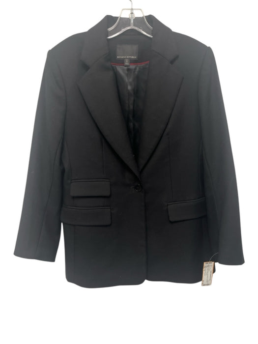 Banana Republic Size 10 Black Wool Long Sleeve One Button Blazer Jacket Black / 10