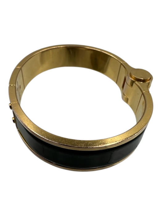 Hermes Black & Gold Enamel Gold Hardware Bangle Bracelet Black & Gold