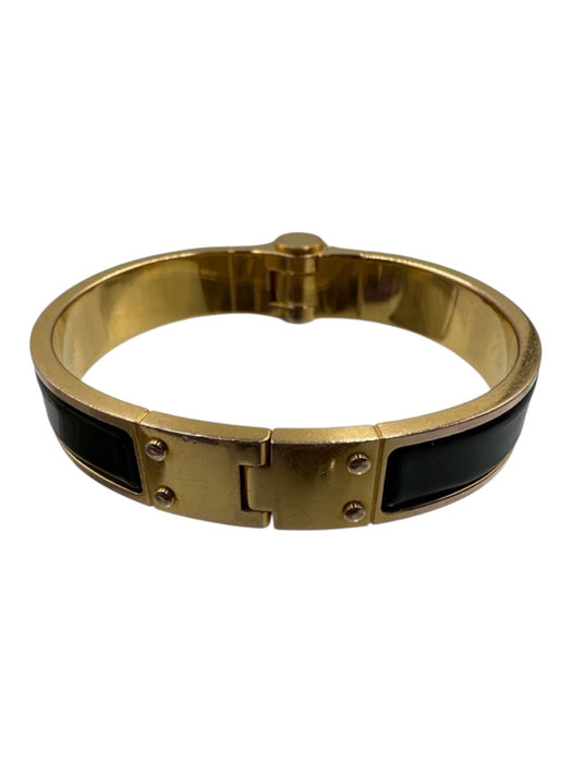 Hermes Black & Gold Enamel Gold Hardware Bangle Bracelet Black & Gold