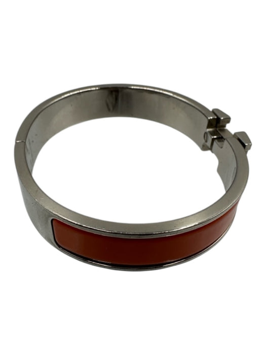 Hermes Orange Silver Logo Bangle Clic Clac Bracelet Orange