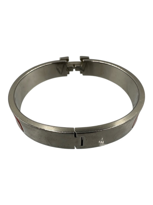Hermes Orange Silver Logo Bangle Clic Clac Bracelet Orange