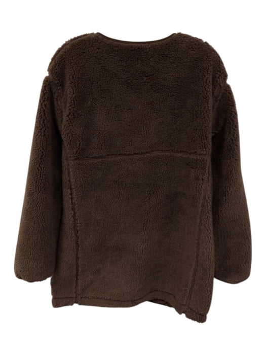 The North Face Size S/P Brown Polyester Fleece double zip Zipper Pocket Jacket Brown / S/P