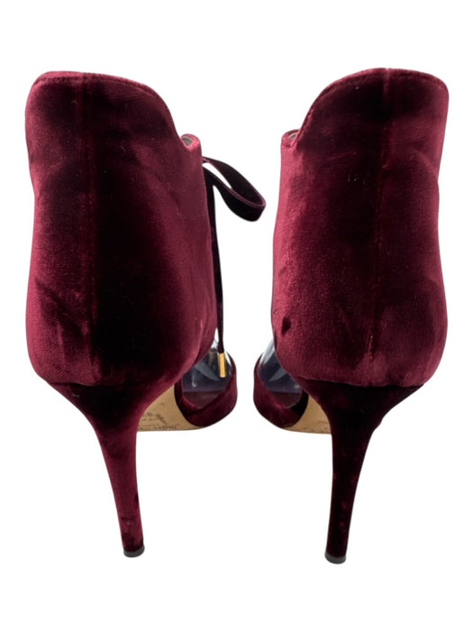 Jimmy Choo Shoe Size 37.5 Burgundy Velvet Kitten Heel Gold Hardware Heels Burgundy / 37.5