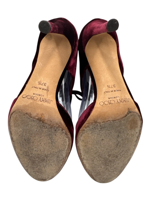 Jimmy Choo Shoe Size 37.5 Burgundy Velvet Kitten Heel Gold Hardware Heels Burgundy / 37.5