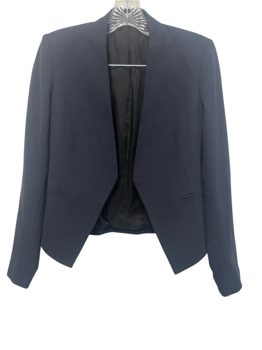 Theory Size 0/2 Navy Blue Virgin Wool Mid Rise Tapered No Lapel Pant Set Navy Blue / 0/2