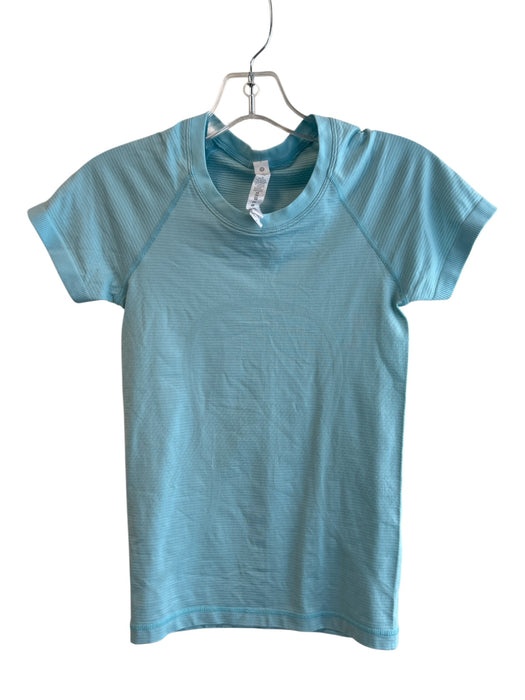 Lululemon Size 2 Baby Blue Nylon Short Sleeve Round Neck Seam Detail Top Baby Blue / 2