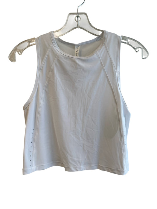 Lululemon Size S White Nylon Sleeveless solid color Mesh Detail Cropped Tank Top White / S