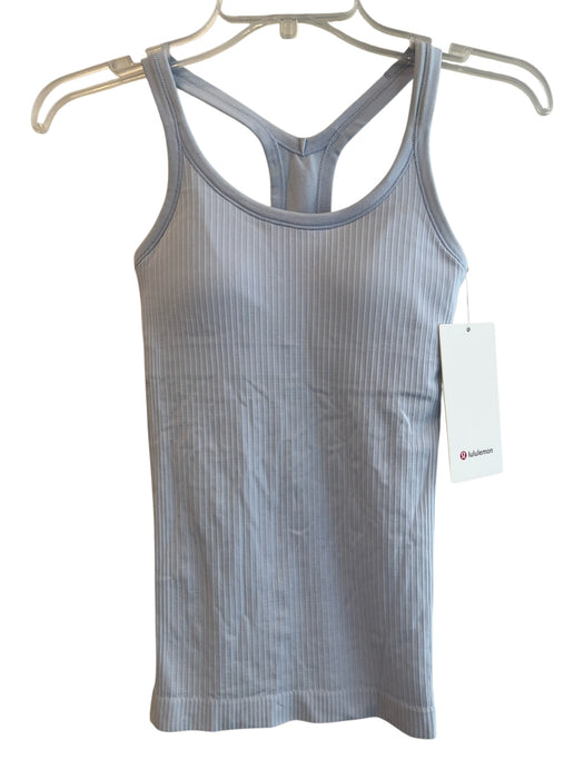 Lululemon Size 2 Light Blue Nylon Sleeveless Ribbed Detail Padded Bra Tank Top Light Blue / 2
