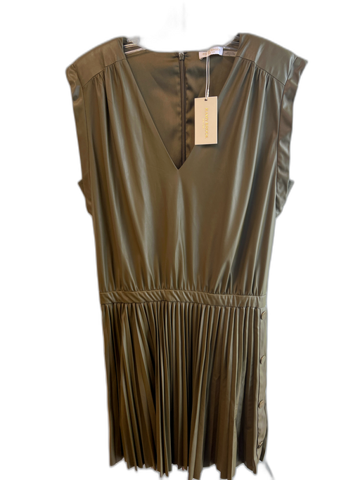 Ramy Brook Size 10 Army Green Polyester Blend V Neck Back Zip Sleeveless Dress Army Green / 10
