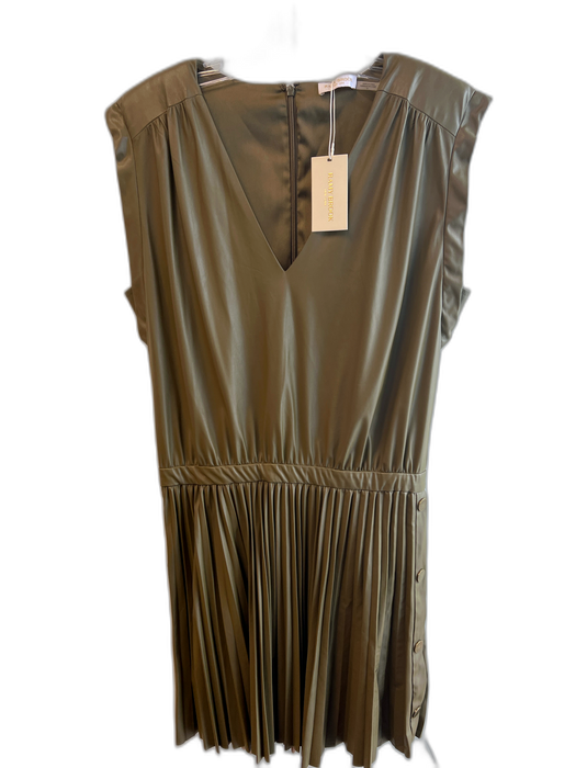 Ramy Brook Size 10 Army Green Polyester Blend V Neck Back Zip Sleeveless Dress Army Green / 10