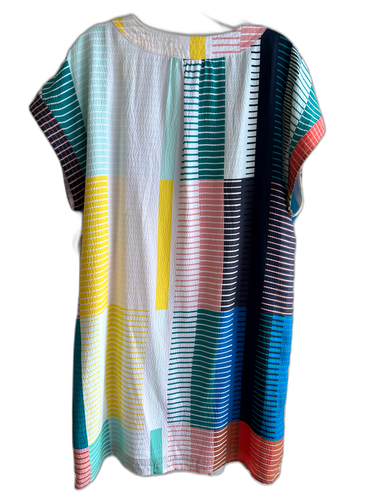 Marie Oliver Size 1 Multi Silk Lined Broken Lines Round split neck Dress Multi / 1