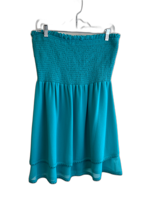 Ramy Brook Size Large Teal Green Polyester Strapless Stretch bodice Tiered Dress Teal Green / Large