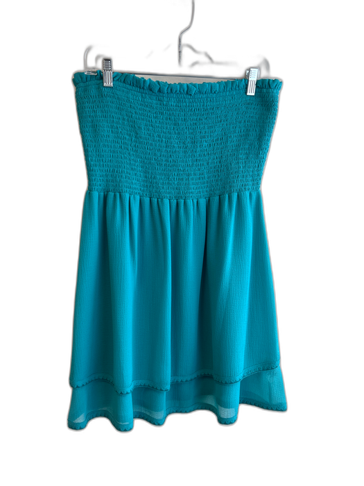 Ramy Brook Size Large Teal Green Polyester Strapless Stretch bodice Tiered Dress Teal Green / Large