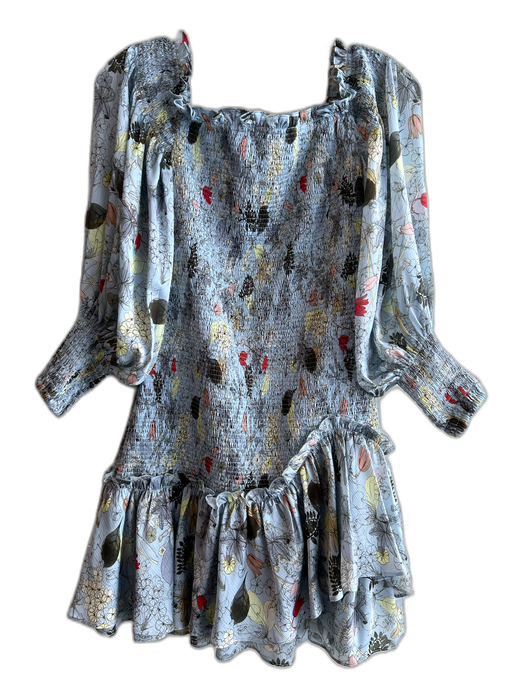Alexis Size Large Blue & Multi No Fabric Tag Long Sleeve Stretch bodice Dress Blue & Multi / Large