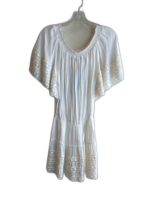 Melissa Odabash Size Large White Rayon Blend Off Shoulder Stretch Waist Dress White / Large
