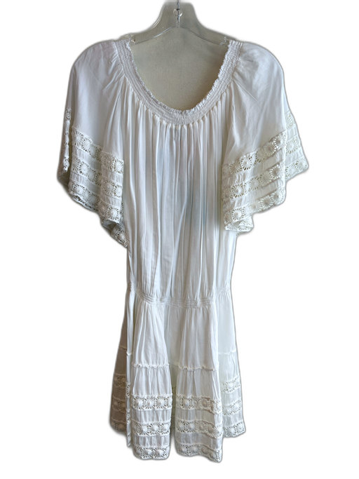 Melissa Odabash Size Large White Rayon Blend Off Shoulder Stretch Waist Dress White / Large