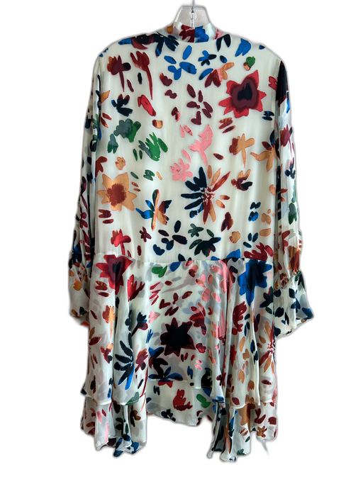Alice & Olivia Size Large Multi Viscose Lined V Neck Tie At Neck Dress Multi / Large