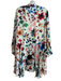 Alice & Olivia Size Large Multi Viscose Lined V Neck Tie At Neck Dress Multi / Large