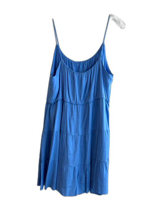 Alice & Olivia Size Large Blue Viscose Spaghetti Strap Tie at Waist Tiered Dress Blue / Large