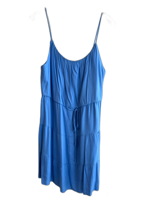 Alice & Olivia Size Large Blue Viscose Spaghetti Strap Tie at Waist Tiered Dress Blue / Large