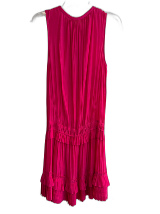 Ramy Brook Size Large Dark Pink Polyester Sleeveless V Neck Ruffle Accent Dress Dark Pink / Large