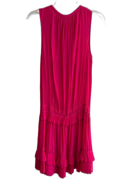 Ramy Brook Size Large Dark Pink Polyester Sleeveless V Neck Ruffle Accent Dress Dark Pink / Large