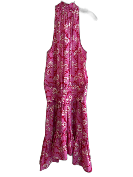 A.L.C. Size 10 Pink, Red & White Silk floral print Sleeveless V Neck Dress Pink, Red & White / 10